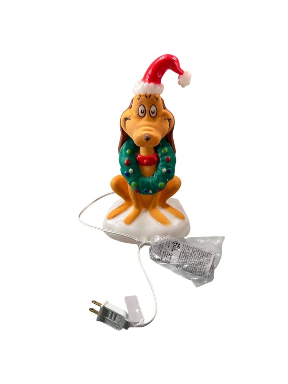 Dr. Seuss Grinch Max Dog Blow Mold Outdoor Light Up Christmas Decor Santa Wreath